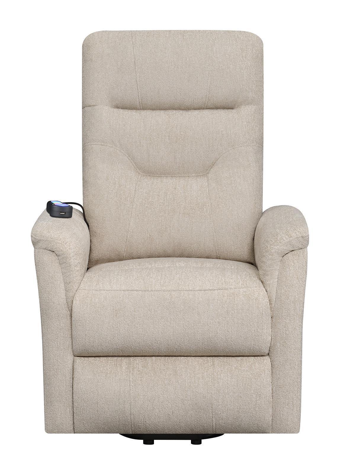 Henrietta Beige Power Lift Recliner with Storage Pocket by Coaster at Eve Furniture