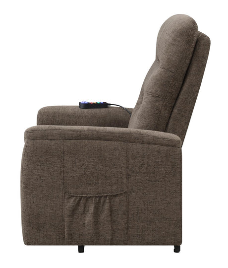 Henrietta Brown Power Lift Recliner with Storage Pocket by Coaster at Eve Furniture