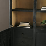 Henry Black & Light Brown Oak Wood w/ Glass Doors Curio Cabinet by Mercana at Eve Furniture