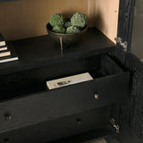 Henry Black & Light Brown Oak Wood w/ Glass Doors Curio Cabinet by Mercana at Eve Furniture