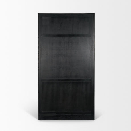 Henry Black & Light Brown Oak Wood w/ Glass Doors Curio Cabinet by Mercana at Eve Furniture