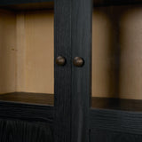 Henry Black & Light Brown Oak Wood w/ Glass Doors Curio Cabinet by Mercana at Eve Furniture