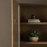 Henry Dark & Light Brown Oak Wood w/ Glass Doors Curio Cabinet by Mercana at Eve Furniture