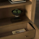 Henry Dark & Light Brown Oak Wood w/ Glass Doors Curio Cabinet by Mercana at Eve Furniture