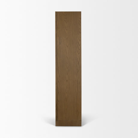 Henry Dark & Light Brown Oak Wood w/ Glass Doors Curio Cabinet by Mercana at Eve Furniture