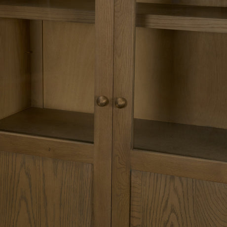 Henry Dark & Light Brown Oak Wood w/ Glass Doors Curio Cabinet by Mercana at Eve Furniture