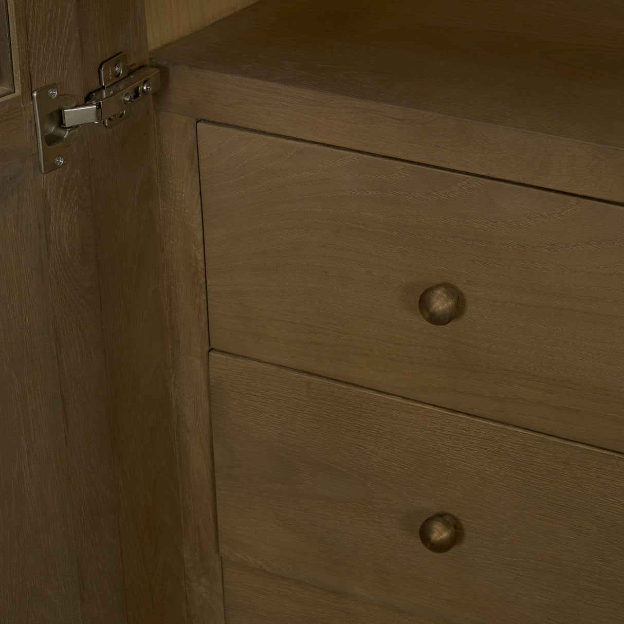 Henry Dark & Light Brown Oak Wood w/ Glass Doors Curio Cabinet by Mercana at Eve Furniture
