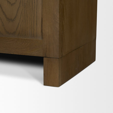 Henry Dark & Light Brown Oak Wood w/ Glass Doors Curio Cabinet by Mercana at Eve Furniture