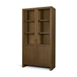 Henry Dark & Light Brown Oak Wood w/ Glass Doors Curio Cabinet by Mercana at Eve Furniture