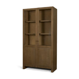 Henry Dark & Light Brown Oak Wood w/ Glass Doors Curio Cabinet by Mercana at Eve Furniture