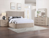 Henry Reeded King 4-Piece Bedroom Set, Tan Finish