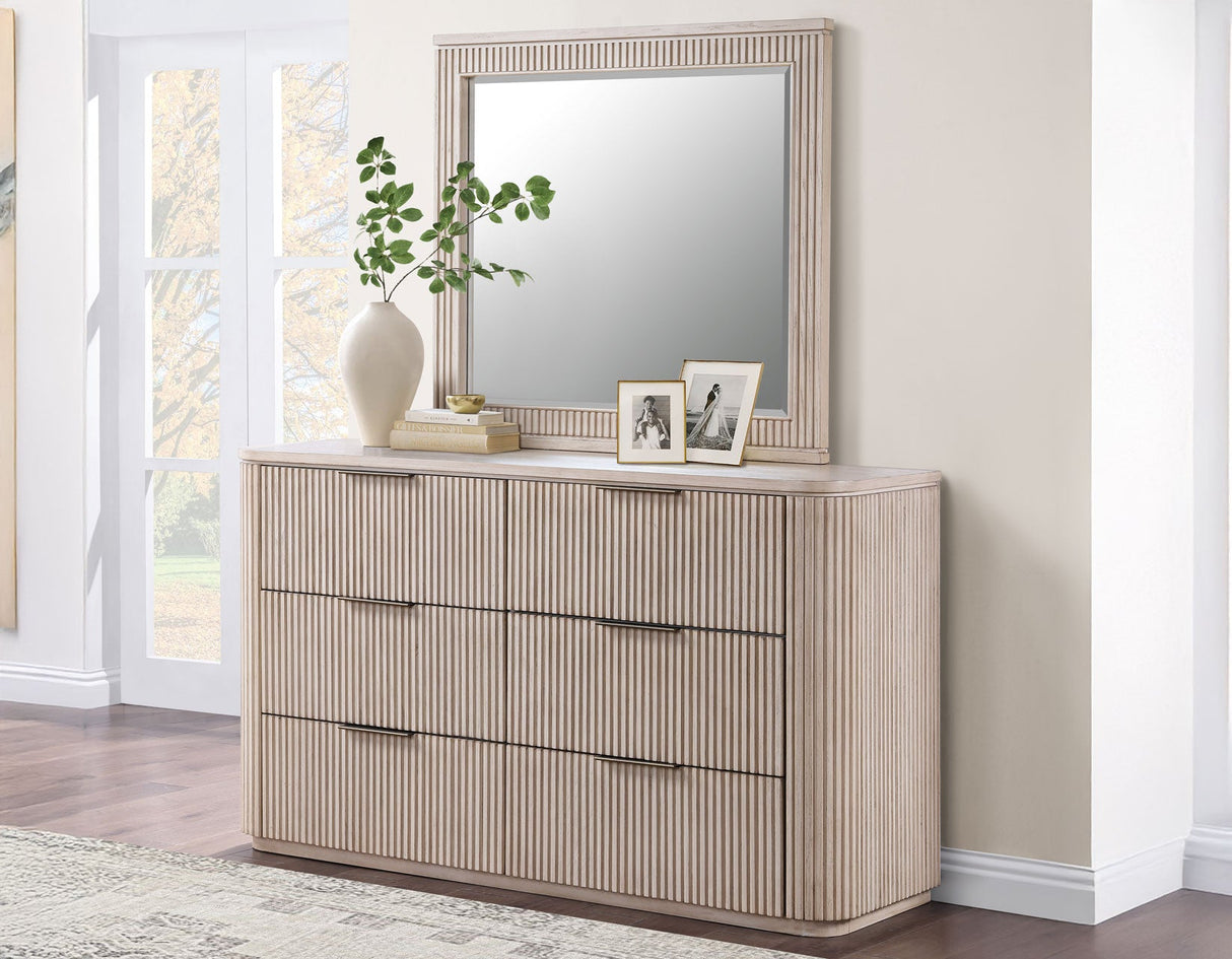 Henry Reeded King 4-Piece Bedroom Set, Tan Finish