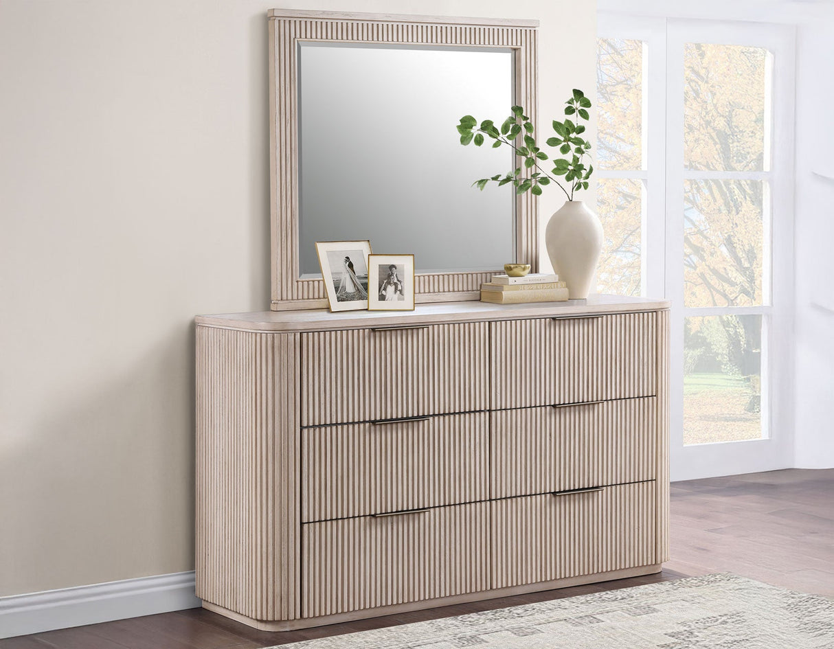 Henry Reeded King 4-Piece Bedroom Set, Tan Finish