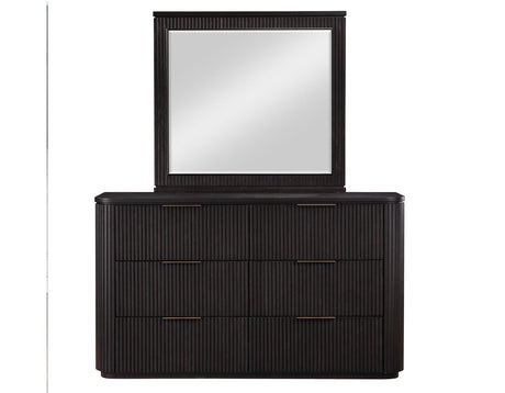 Henry 65″ 6-Drawer Reeded Dresser and Mirror, Espresso Finish by Steve Silver at Eve Furniture