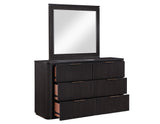 Henry 65″ 6-Drawer Reeded Dresser and Mirror, Espresso Finish by Steve Silver at Eve Furniture