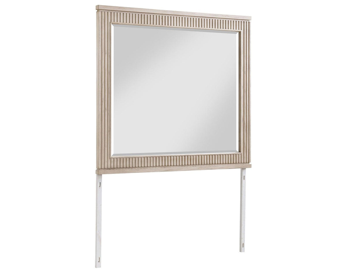 Henry 65″ 6-Drawer Reeded Dresser and Mirror, Tan Finish by Steve Silver at Eve Furniture