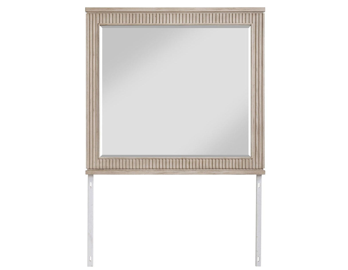 Henry 65″ 6-Drawer Reeded Dresser and Mirror, Tan Finish by Steve Silver at Eve Furniture