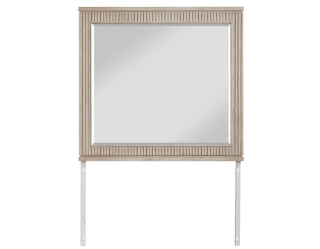 Henry 65″ 6-Drawer Reeded Dresser and Mirror, Tan Finish by Steve Silver at Eve Furniture
