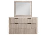 Henry 65″ 6-Drawer Reeded Dresser and Mirror, Tan Finish by Steve Silver at Eve Furniture
