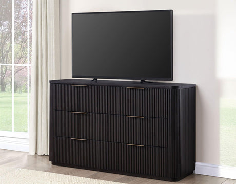 Henry 65″ 6-Drawer Reeded Dresser, Espresso Finish by Steve Silver at Eve Furniture