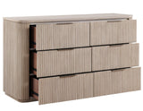 Henry 65″ 6-Drawer Reeded Dresser, Tan Finish by Steve Silver at Eve Furniture