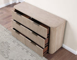 Henry 65″ 6-Drawer Reeded Dresser, Tan Finish by Steve Silver at Eve Furniture