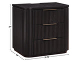 Henry Reeded 3-Drawer Nightstand with USB & Electric Outlets, Espresso Finish by Steve Silver at Eve Furniture