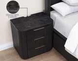 Henry Reeded 3-Drawer Nightstand with USB & Electric Outlets, Espresso Finish by Steve Silver at Eve Furniture