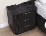 Henry Reeded 3-Drawer Nightstand with USB & Electric Outlets, Espresso Finish by Steve Silver at Eve Furniture