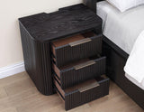 Henry Reeded 3-Drawer Nightstand with USB & Electric Outlets, Espresso Finish by Steve Silver at Eve Furniture