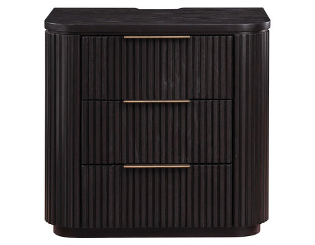 Henry Reeded 3-Drawer Nightstand with USB & Electric Outlets, Espresso Finish by Steve Silver at Eve Furniture