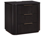 Henry Reeded 3-Drawer Nightstand with USB & Electric Outlets, Espresso Finish by Steve Silver at Eve Furniture
