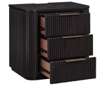 Henry Reeded 3-Drawer Nightstand with USB & Electric Outlets, Espresso Finish by Steve Silver at Eve Furniture