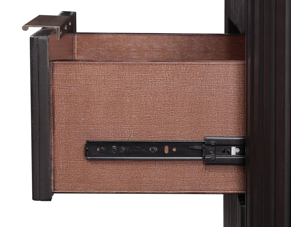 Henry Reeded 3-Drawer Nightstand with USB & Electric Outlets, Espresso Finish by Steve Silver at Eve Furniture