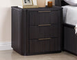 Henry Reeded 3-Drawer Nightstand with USB & Electric Outlets, Espresso Finish by Steve Silver at Eve Furniture
