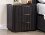 Henry Reeded 3-Drawer Nightstand with USB & Electric Outlets, Espresso Finish by Steve Silver at Eve Furniture