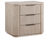 Henry Reeded 3-Drawer Nightstand with USB & Electric Outlets, Tan Finish by Steve Silver at Eve Furniture