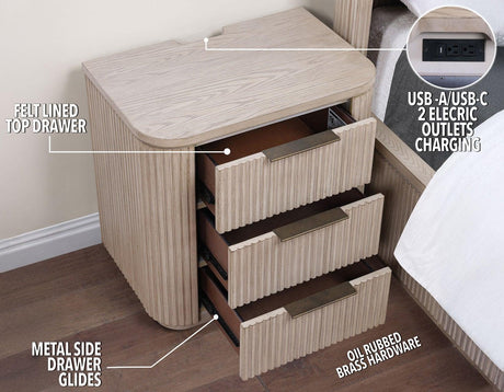 Henry Reeded Queen 4-Piece Bedroom Set, Tan Finish by Steve Silver at Eve Furniture