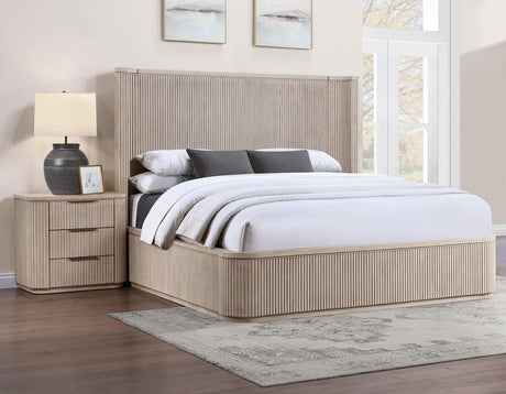 Henry Reeded Queen 4-Piece Bedroom Set, Tan Finish by Steve Silver at Eve Furniture