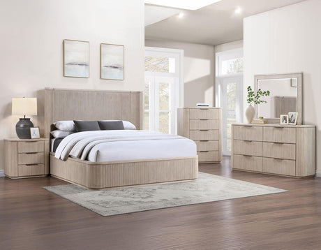 Henry Reeded Queen 4-Piece Bedroom Set, Tan Finish by Steve Silver at Eve Furniture