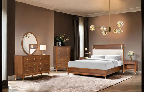 Hepburne Walnut 5-Piece Queen Storage Bedroom Set by Furniture of America at Eve Furniture