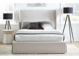 Hera Eastern King Skirted Footboard Storage Panel Bed in Oatmeal by Modus Furniture at Eve Furniture