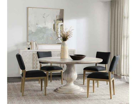 Hera Whitewashed Round Dining Table by Classic Home at Eve Furniture