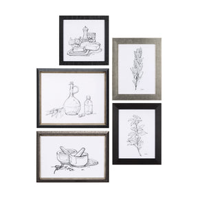 Herb Sketch I,II by Mercana Studio a Hand Embellished Textured Framed Art Print by Mercana at Eve Furniture