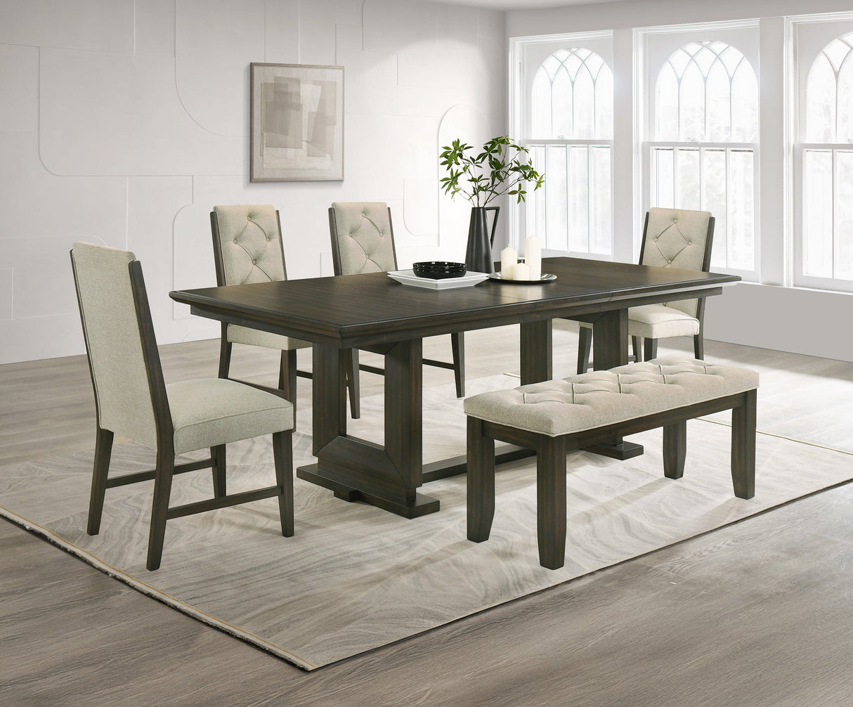 Herbert Espresso and Beige Dining Bench by Crown Mark at Eve Furniture