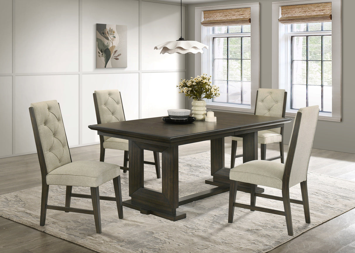 Herbert Espresso and Beige Extendable Dining Set by Crown Mark at Eve Furniture
