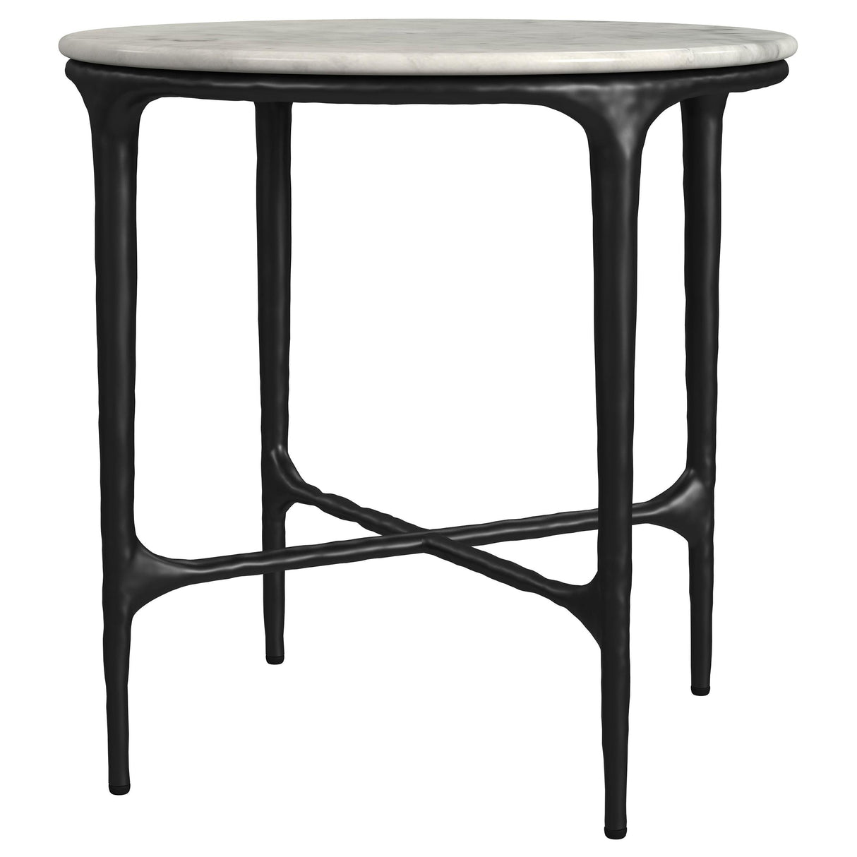 Hermas White and Black 2-Piece Round Marble Coffee and End Table Set by Coaster at Eve Furniture