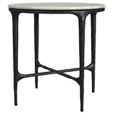 Hermas White and Black 2-Piece Round Marble Coffee and End Table Set by Coaster at Eve Furniture