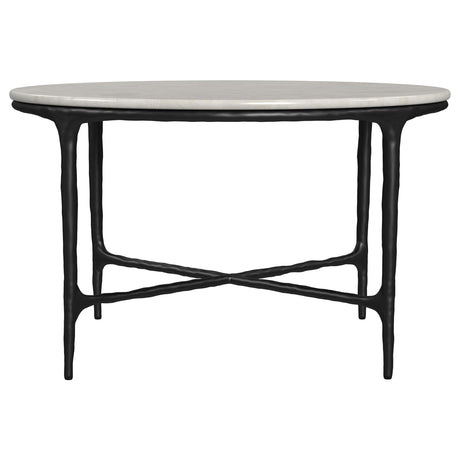 Hermas White and Black 3-Piece Round Marble Coffee and End Table Set by Coaster at Eve Furniture