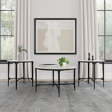 Hermas White and Black 3-Piece Round Marble Coffee and End Table Set by Coaster at Eve Furniture